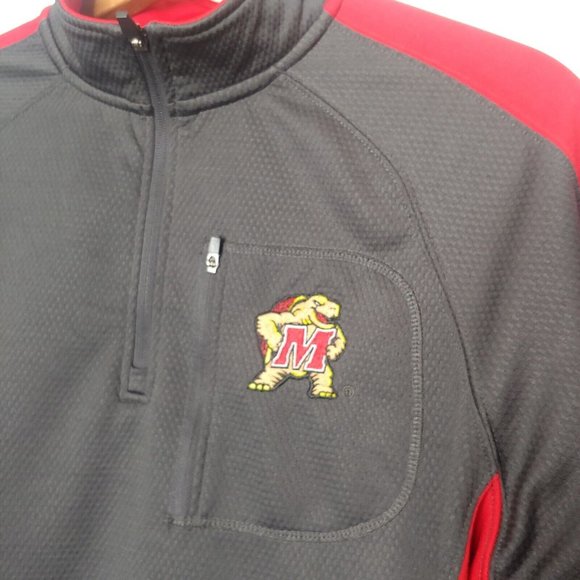 University Of Maryland Terrapins Colosseum Men M Shirt Pullover 1/4 Zip Gray Red - Picture 3 of 8